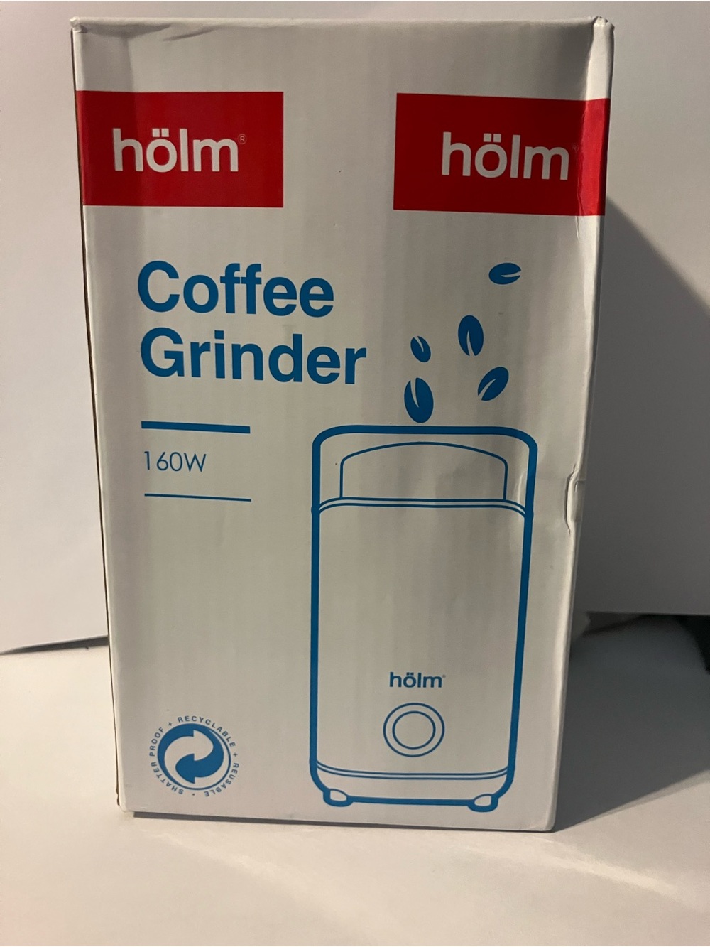 Blue & White Coffee Grinder - 160W Electric Grinder